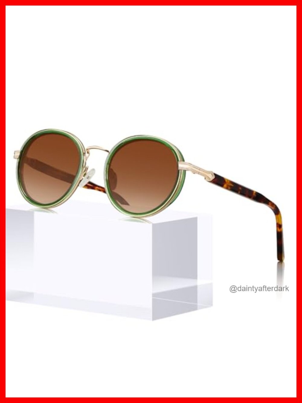 Round Polarized Sunglasses with Acetate & Metal Frame, UV Protection